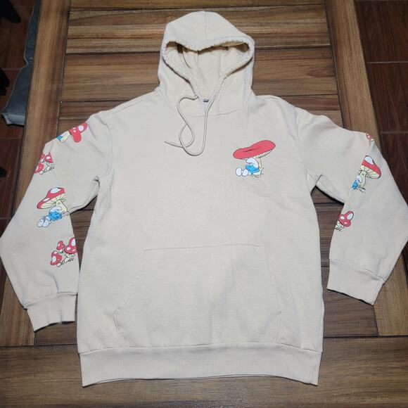 Smurfs LS Beige Unisex Hoodie Snooze Smurf - Size Medium - Picture 1 of 9